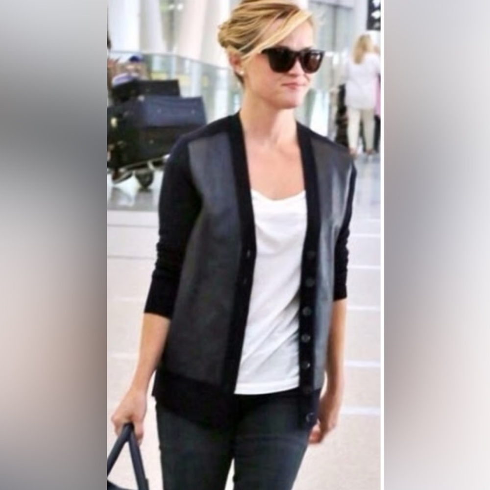 Leather/wool Cardigan  S